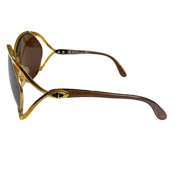 DIOR 80s Vintage Butterfly Oversized Sunglasses: Sable, Brown, Logo, Gold - Picture 3 of 17